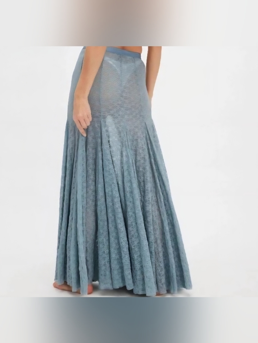 Free People Women’s Lace Maxi Skirt Dusty Blue Size Small Fits A Med Too